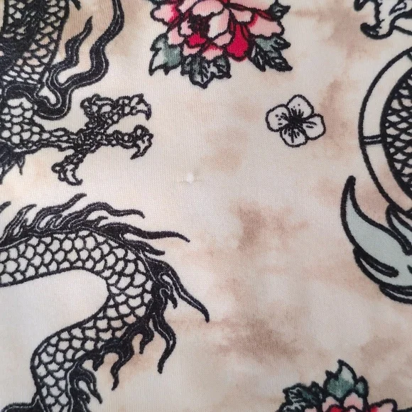 Rue 21 Womens Black/Red Dragon Asian Print Floral Bodysuit Sz M Fairy Grunge Y2K - Picture 5 of 6